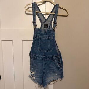 Abercrombie Denim Short Overalls Distressed
